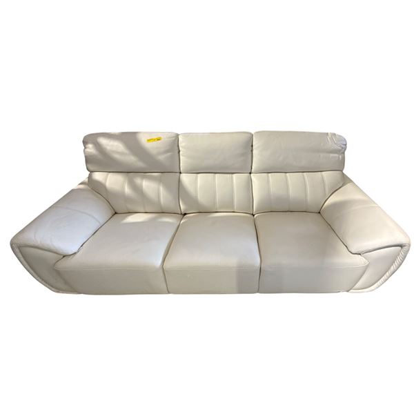 Sleek Off-White Leather Match Sofa (slight dirt on it)