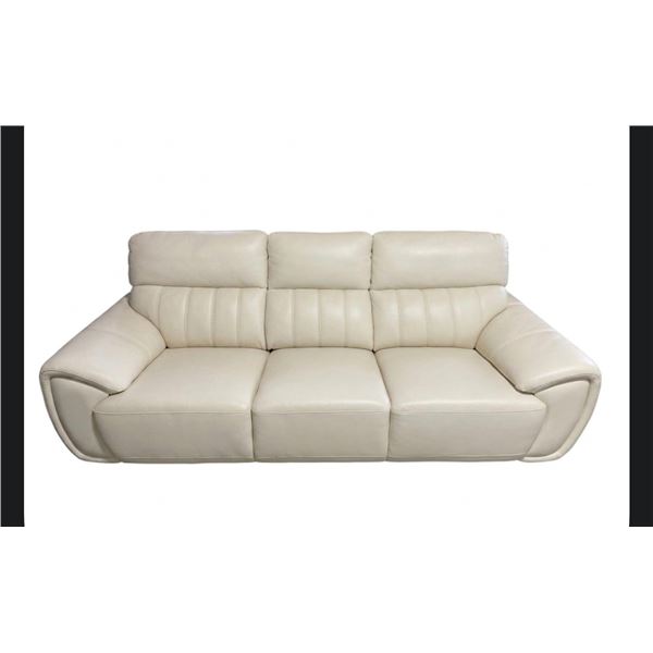 New Sleek Off-White Leather Match Sofa