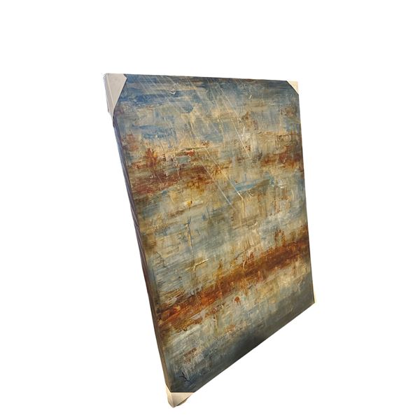 Contemporary Blue and Rust Abstract Canvas Art - approx. 40x50in