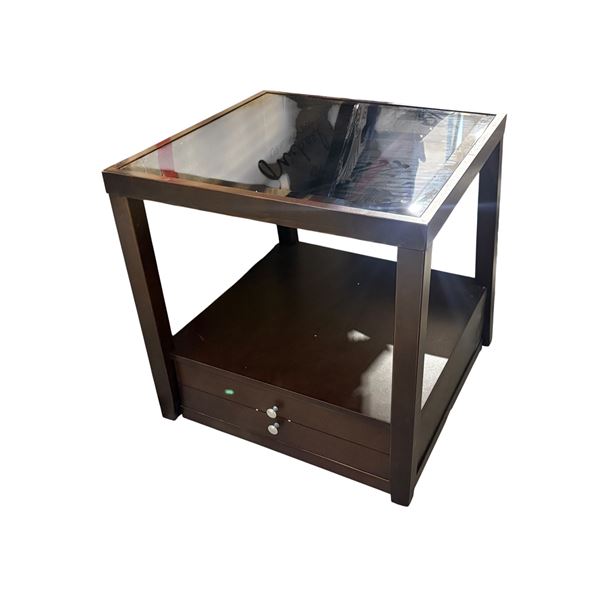 8PC New Contemporary Glass Top Side Tables with Drawer