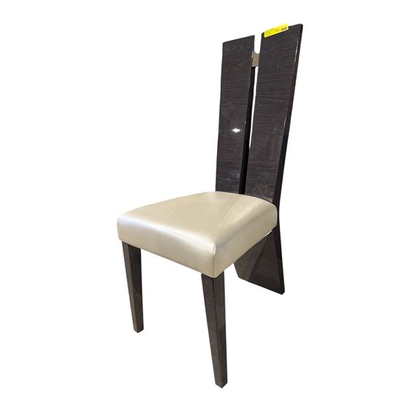 Set of 2 BNIB Contemporary Split-Back Dining Chair in Wenge Finish and Cream Upholstery