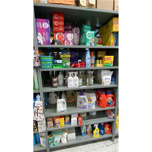 LARGE ASSORTMENT OF CLEANING PRODUCTS- LAUNDRY SOAP, DISHWASHER PODS, CLEANERS,