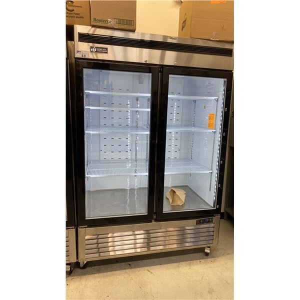 EFI C2-54GDSVC STAINLESS STEEL GLASS FRONT 2 DOOR COMMERCIAL MOBILE REACH IN REFRIGERATION UNIT