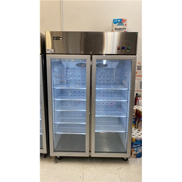 EFI C2-52DSVC STAINLESS STEEL 2 DOOR GLASS FRONT COMMERCIAL MOBILE REACH IN REFRIGERATION UNIT