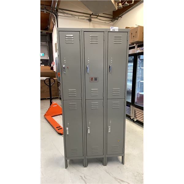 ULINE GREY 6 SECTION LOCKER UNIT APPROX 36"W X 12"D X 78"H