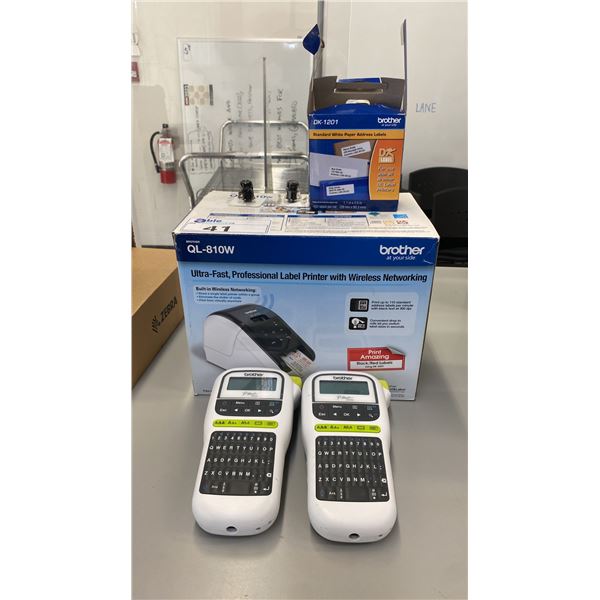 BROTHER QL-810W LABEL PRINTER & 2 BROTHER H110 P-TOUCH LABEL MAKERS