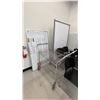 Image 4 : LARGE MOBILE WHITEBOARD, 5 BLACK PLASTIC OFFICE CHAIRS, U LINE METAL 2 TIER CART, 2 PLASTIC