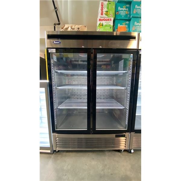 ATOSA MCF8707GR STAINLESS STEEL GLASS FRONT 2 DOOR COMMERCIAL MOBILE REACH IN REFRIGERATION UNIT