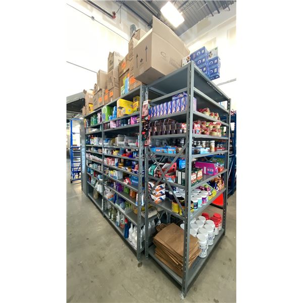 CONTENTS OF 4 SECTIONS OF ASSORTED MEDICINE, VITAMINS, PROTEIN SUPPLEMENTS, HYGIENE PRODUCTS,