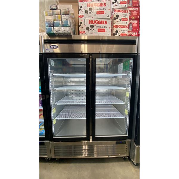 ATOSA MCF8707GR STAINLESS STEEL GLASS FRONT 2 DOOR COMMERCIAL MOBILE REACH IN REFRIGERATION UNIT