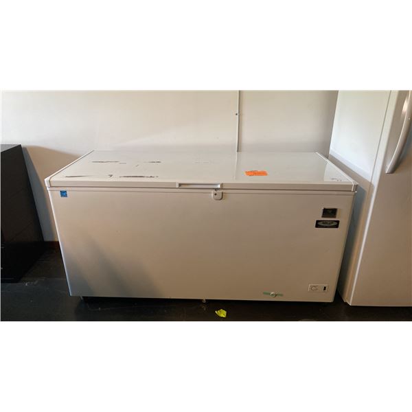 KELVINATOR COMMERCIAL WHITE CHEST FREEZER APPROX 70"L X 27"D *CONTENTS NOT INCLUDED* *LAST DAY
