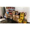 Image 1 : ULINE 6 TIER SHELVING UNIT WITH ASSORTED ITEMS- CANNED GOODS, CONDIMENTS, SPICES, TEA, CANDY, TOYS &