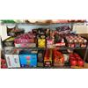 Image 6 : ULINE 6 TIER SHELVING UNIT WITH ASSORTED ITEMS- CANNED GOODS, CONDIMENTS, SPICES, TEA, CANDY, TOYS &