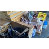 Image 1 : LARGE GROUP OF ASSORTED ITEMS- ICE MELT, BIRD FOOD, FIREWOOD, NECK PILLOWS, TOOL BELT, FIRE STARTER