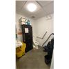 Image 1 : CONTENTS OF BATHROOM- MOP BUCKET, VACUUM, CLEANING SUPPLIES, CABINET, GARBAGE CAN & MORE