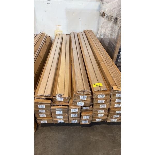 MIXED ITEMS INCL STAIRNOSE, REDUCER, T-MOULDING IN VARIOUS COLOR 94" IN MOULDINGS