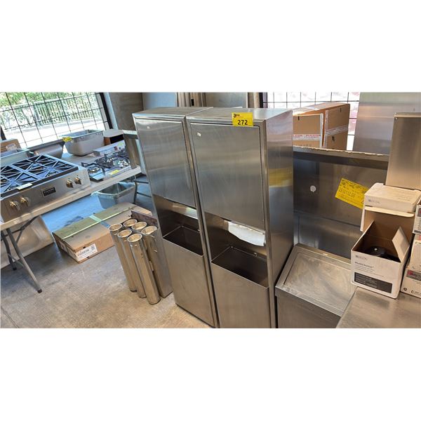 STAINLESS STEEL PAPER TOWEL/CUP DISPENSERS AND WASTE RECEPTACLE