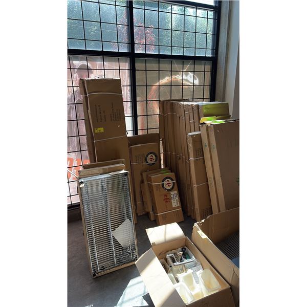 MIXED ITEMS INCL EFI SALES WMS-14-72 STAINLESS STEEL WALL-MOUNTED SHELF, CHROME PLATED RACKING