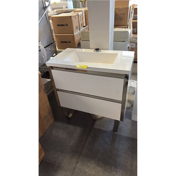 WHITE/CHROME VANITY SINK W/ LIT UP DRAWERS D18" X W32" X H34"