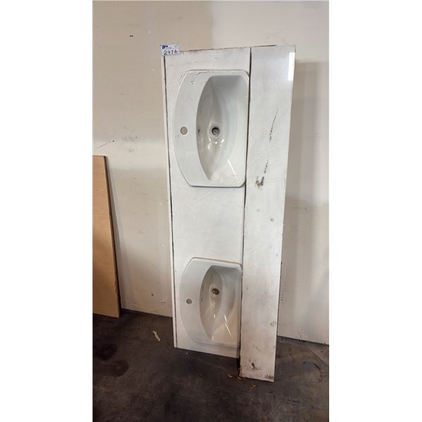 STONE/CERAMIC DOUBLE SINK TOP W/ BACKSPLASH 23"X70"