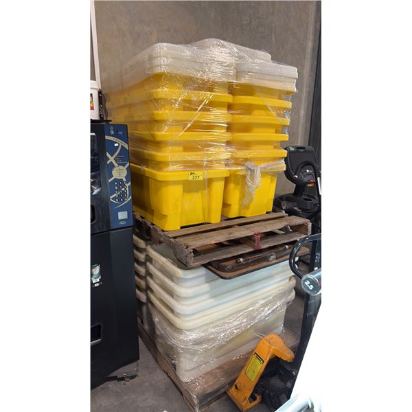 22 INDUSTRIAL YELLOW AND WHITE STORAGE TOTES D20" X W42" X H14"