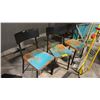 Image 1 : SOLID HARDWOOD DINING SET DROP-LEAF TABLE, 5 MISMATCHED CHAIRS AND SIDE TABLE W/ DECOR