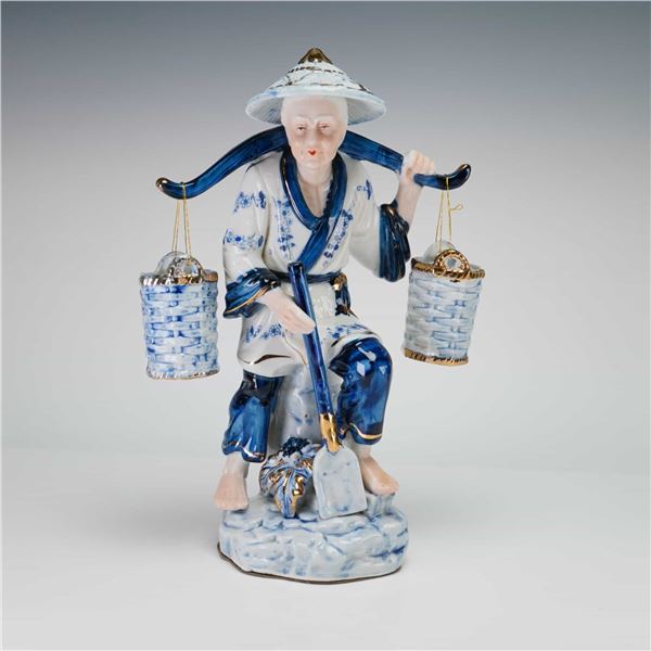 Chinese Blue and White Porcelain Fisherman Figurine