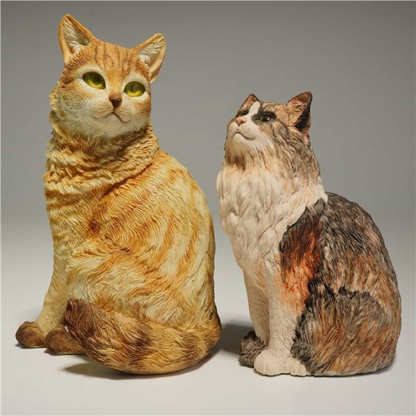 2pc Country Artists and Border Fine Arts Tabby Cat Figurines