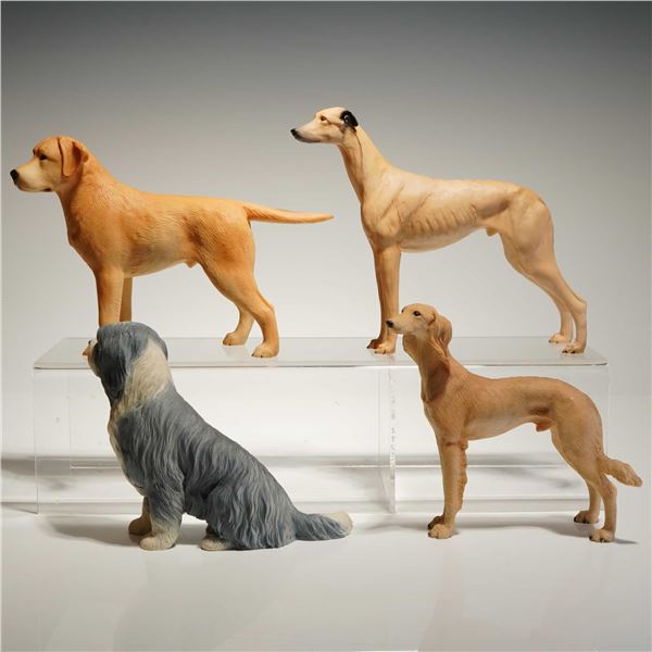 4pc North Light Painted Resin Dog Figurines