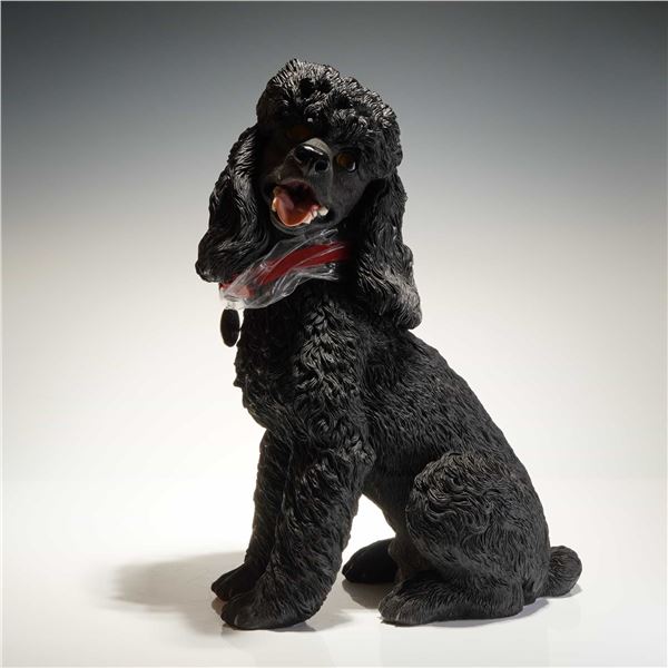Country Artist Hand-Crafted Black Poodle Sculpture, Freddie Poodle-Black