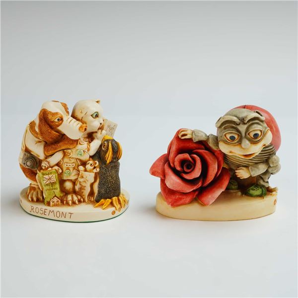 2pc Harmony Kingdom Box Figurines, Signing Line & Byron's Lonely-Heart Club