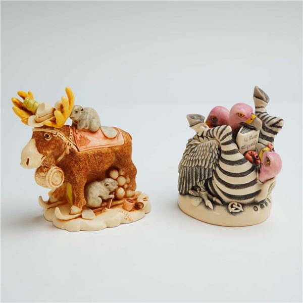 2pc Harmony Kingdom Box Figurines, Beer Nuts & Bum Wrap