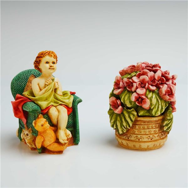 2pc Harmony Kingdom Box Figurines, Begonia and Joyeaux