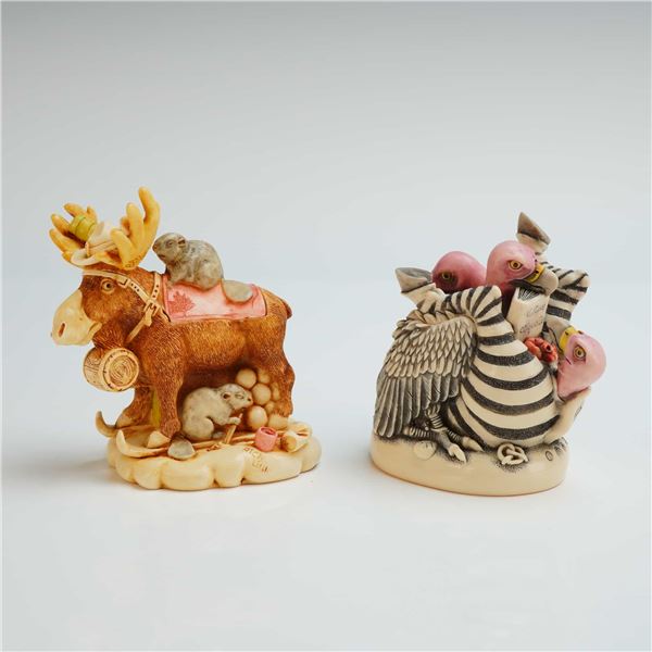 2pc Harmony Kingdom Box Figurines, Bum Wrap & Beer Nuts