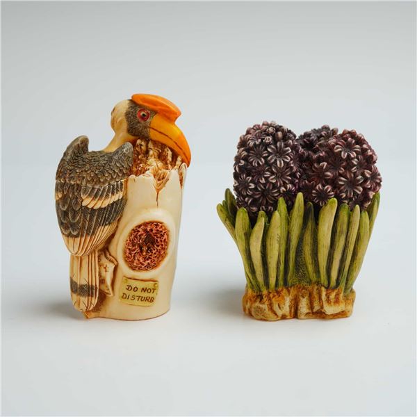 2pc Harmony Kingdom Box Figurines, Hyacinth & Flight of Fancy