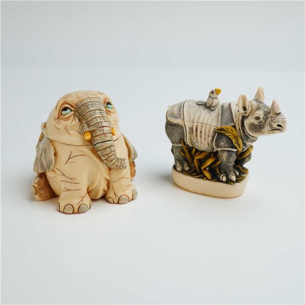 2pc Harmony Kingdom Box Figurines, Zamboni & Hide & Seek