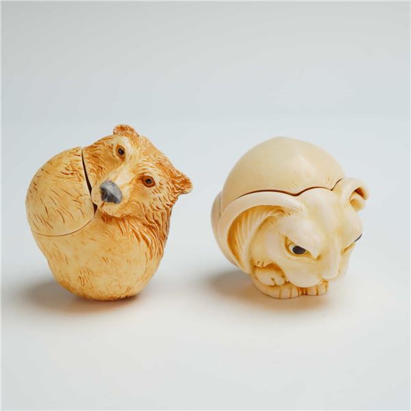 2pc Harmony Kingdom Roly Poly Box Figurines, Candy & Fergie