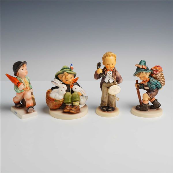 Goebel M.I. Hummel Figurines, The Little Boss, Flower Vendor, Playmates, and Merry Wanderer