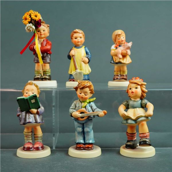 A Set of Six Goebel M.I. Hummel Hand Painted Ceramic Figurines Including Club Editions