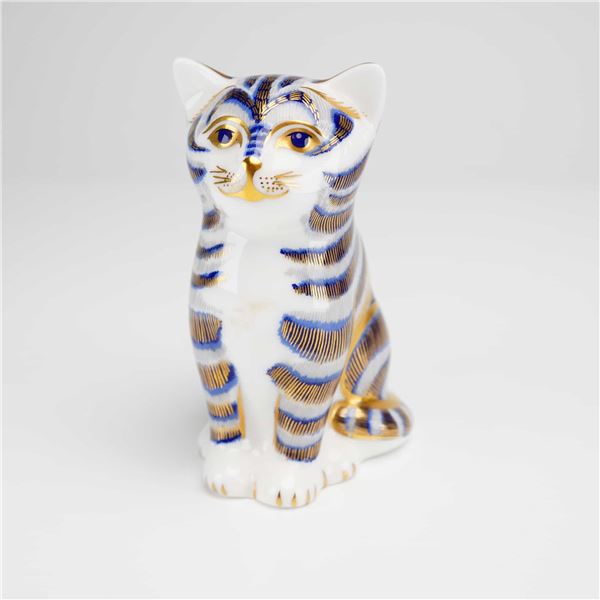 Royal Crown Derby Bone China Paperweight, Gray Kitten