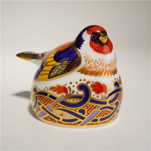 Royal Crown Derby Goldfinch Nesting Imari Bone China Paperweight