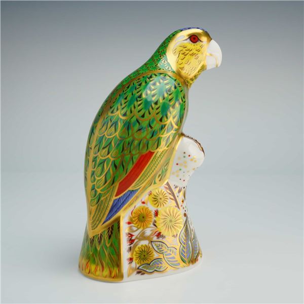 Royal Crown Derby Paperweight, Amazon Green Parrot