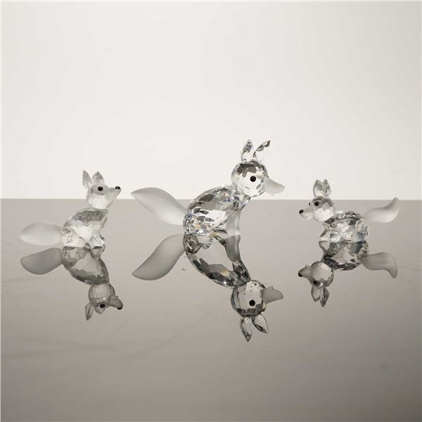 Swarovski Silver Crystal Fox Family Figurines