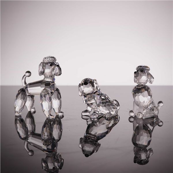Swarovski Three Miniature Crystal Dog Figurines, 1 to 1.75 Inches