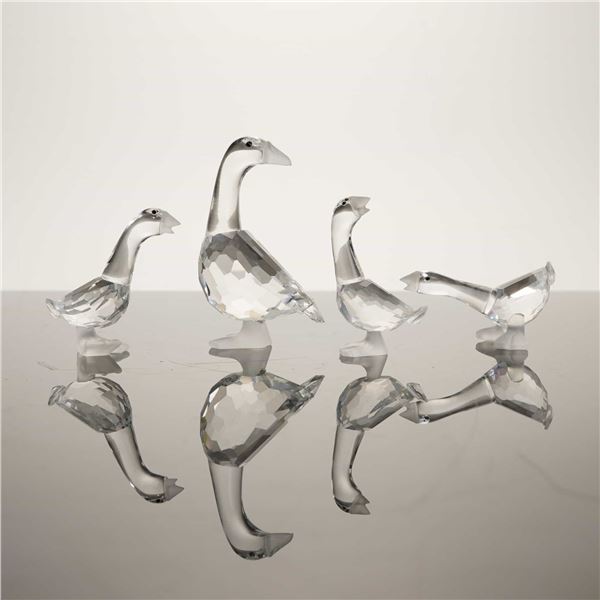 Swarovski Silver Crystal Mother Goose and Three Goslings Figurine Set