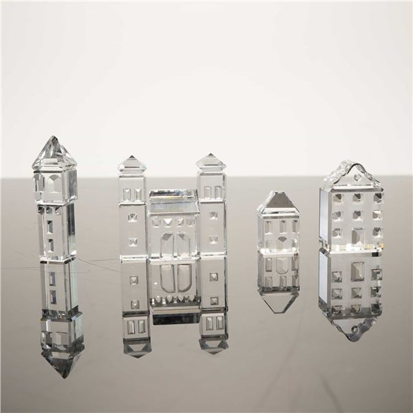 Swarovski Silver Crystal City Figurines, Houses, Tower, and City Gate