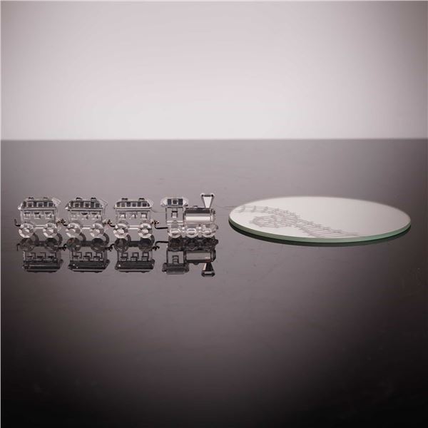 Swarovski Silver Crystal Miniature Train Figurine Set, Late 20th Century.
