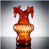 Image 2 : Orange with Ruffled Swag Rim Art Glass Vase