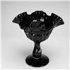 Image 1 : Fenton Thumbprint Pattern Black Glass Candy Dish