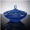 Image 1 : Indiana Glass Windsor Blue Button & Cane Lidded Candy Dish